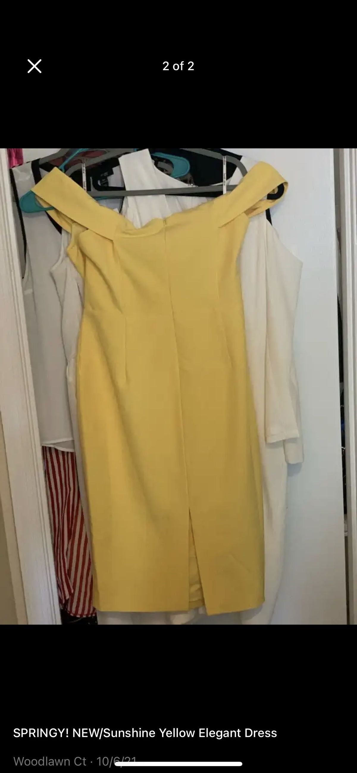 Size 14 Off The Shoulder Yellow Cocktail Dress on Queenly