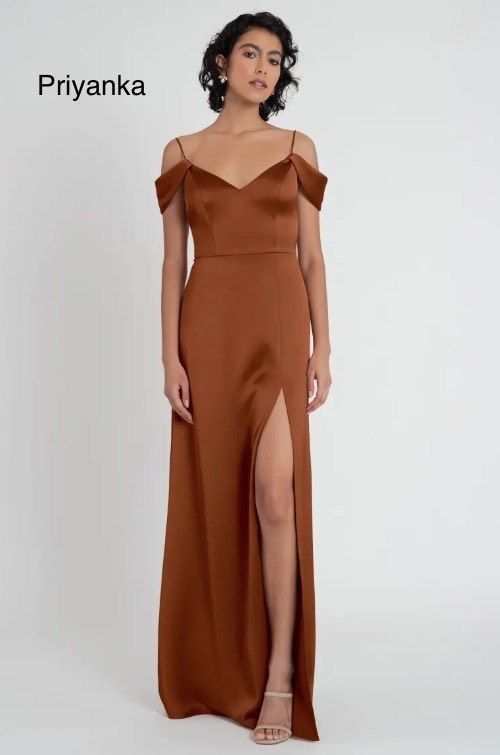 Jenny Yoo Plus Size 18 Prom Off The Shoulder Orange Side Slit Dress on Queenly