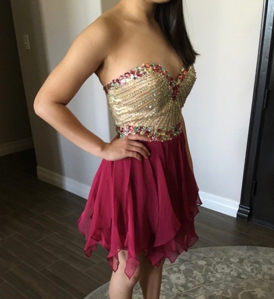 Sherri Hill Size 4 Homecoming Strapless Sequined Hot Pink Cocktail Dress on Queenly