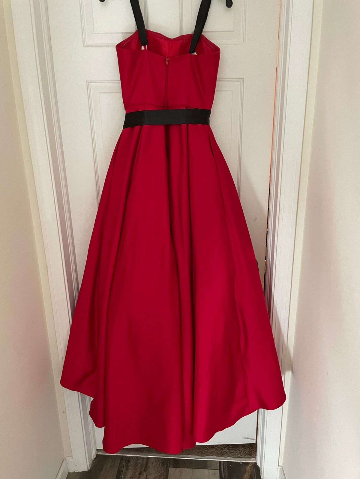 Betsy and Adam Size 2 Prom High Neck Red Ball Gown on Queenly