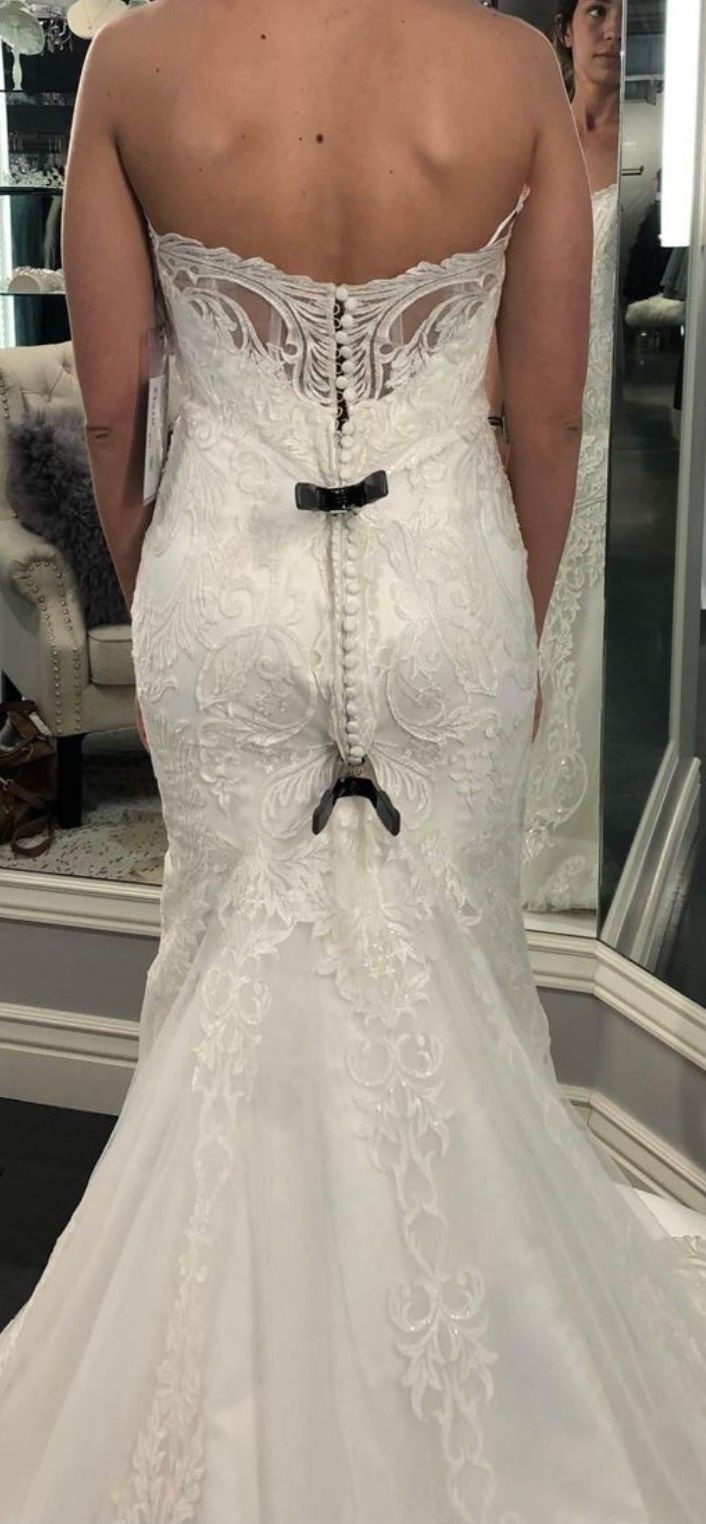 Jasmine Size 6 Wedding Strapless Lace White Mermaid Dress on Queenly