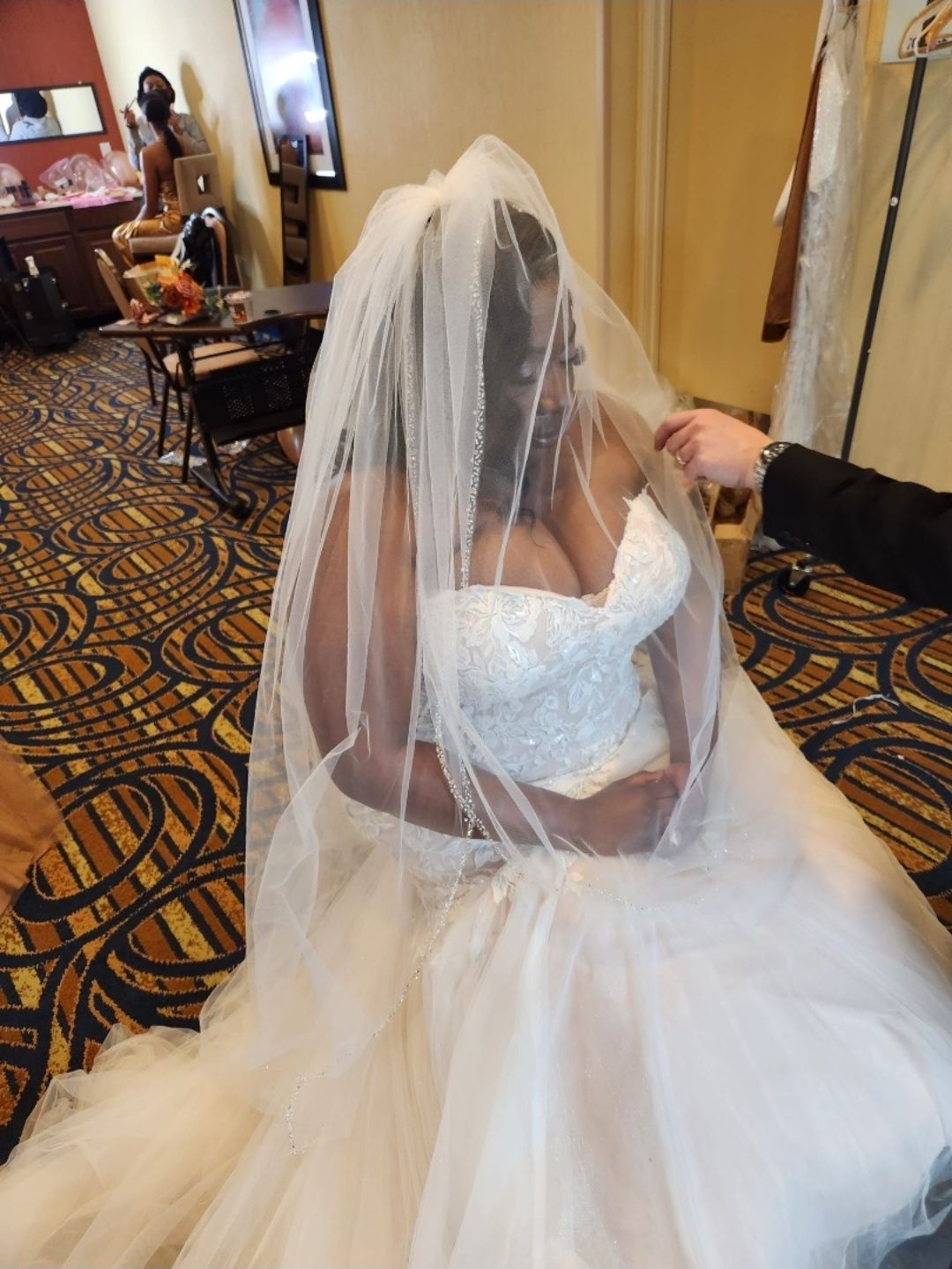 Stella York wedding dress. Item #;7544IQ . Size 26.  Plus Size 26 Wedding Strapless Lace White Mermaid Dress on Queenly