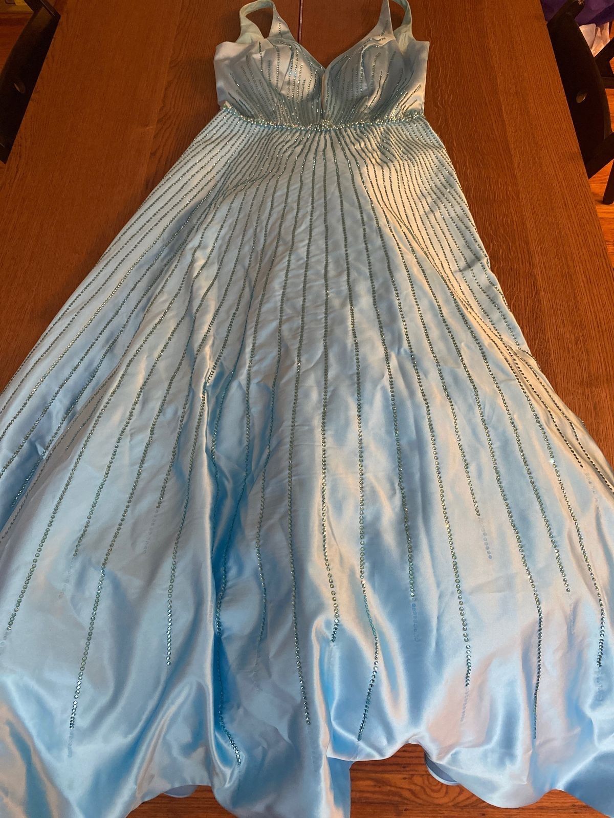 Sherri Hill Size 12 Pageant Plunge Blue Ball Gown on Queenly