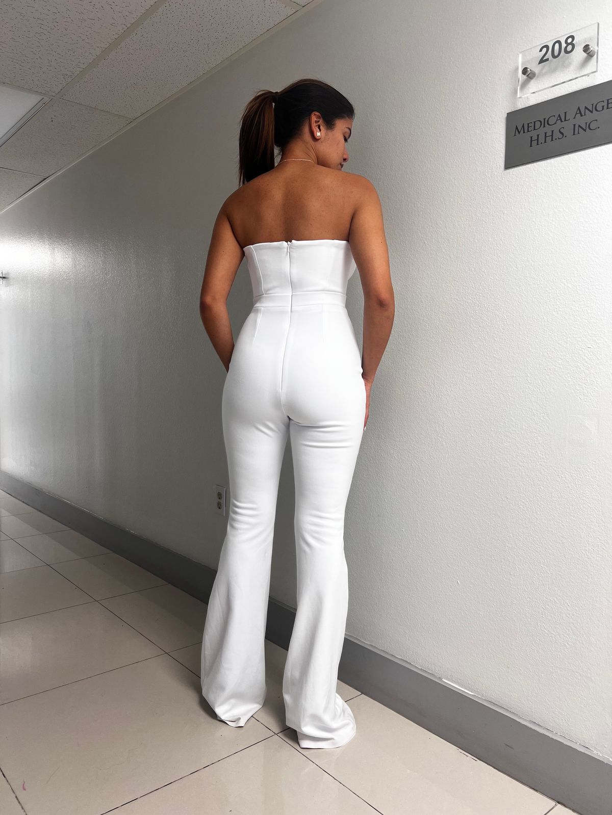 Fernando Wong Size 2 Pageant Strapless White Formal Jumpsuit on Queenly