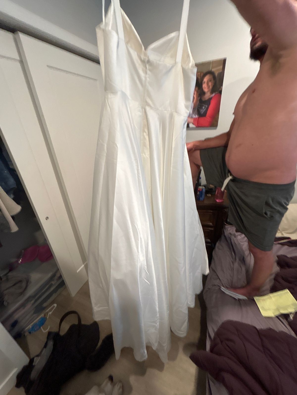 Plus Size 16 Wedding Plunge White Dress With Train on Queenly