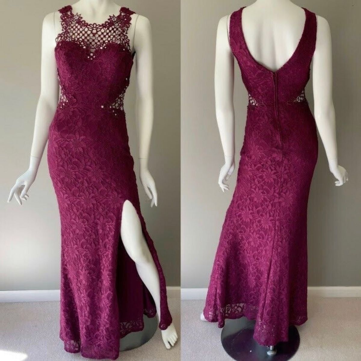 Size 2 Prom High Neck Purple Side Slit Dress on Queenly