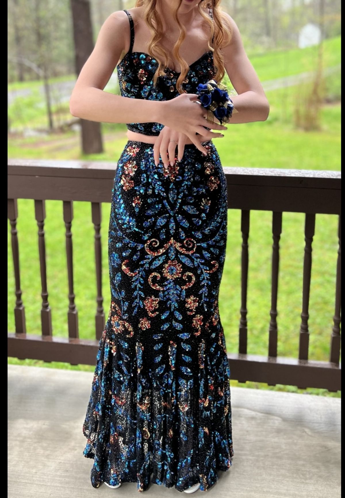 Size 00 Prom Plunge Navy Blue Mermaid Dress on Queenly