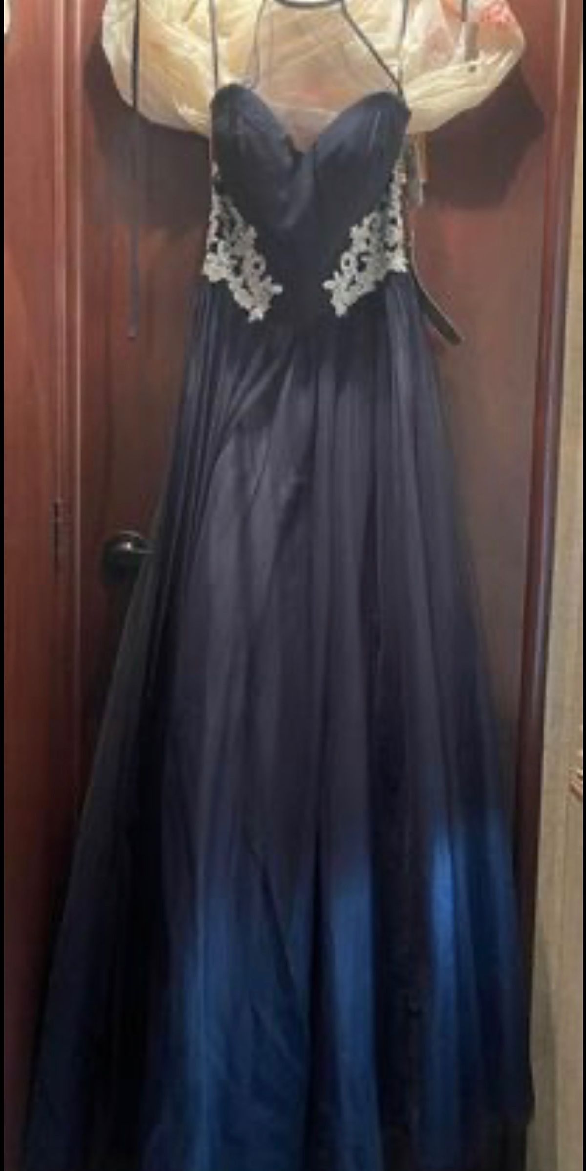 Girls Size 3 Prom Halter Blue Floor Length Maxi on Queenly