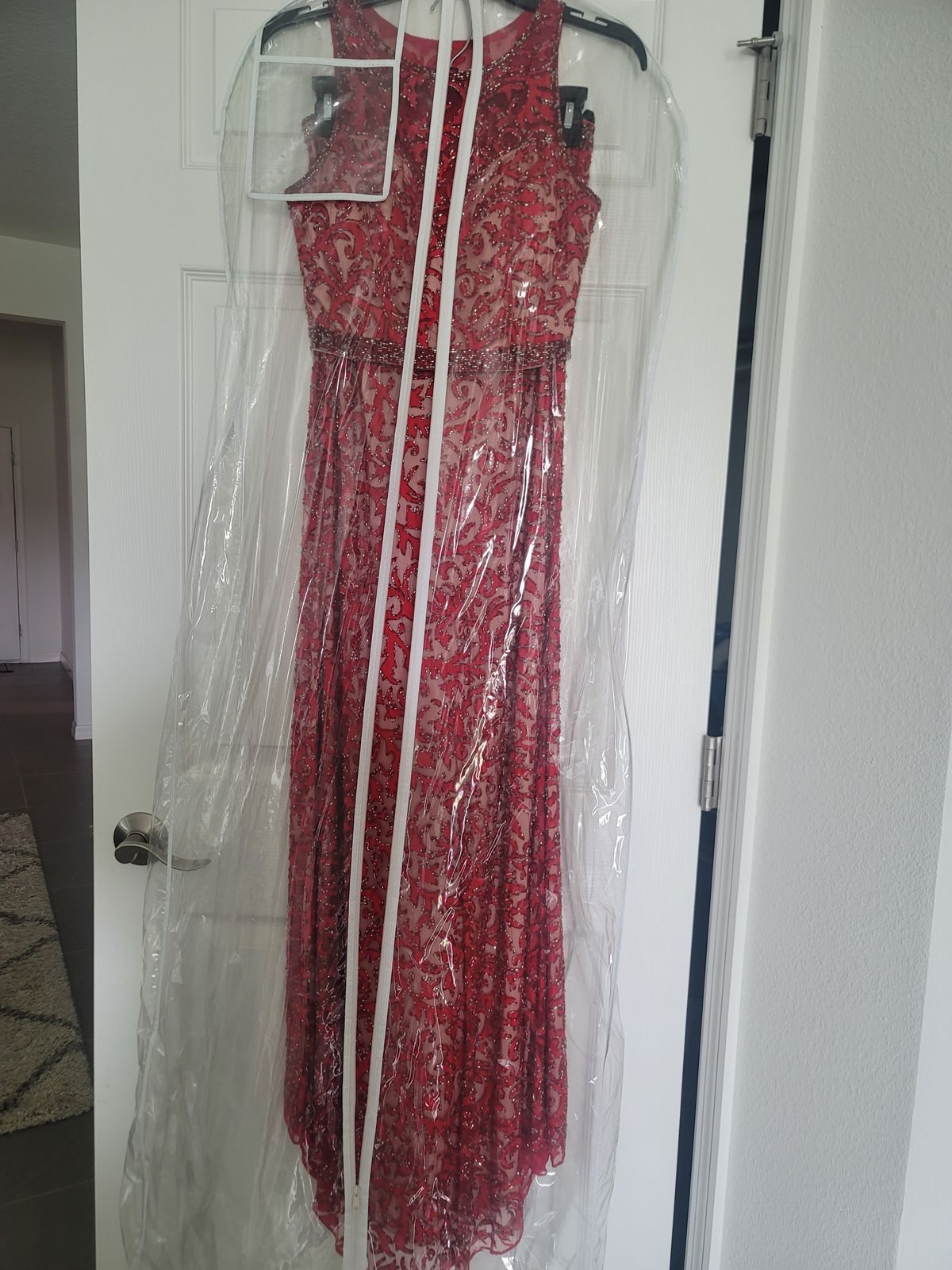 Primavera Size 4 Prom High Neck Sequined Red Mermaid Dress on Queenly