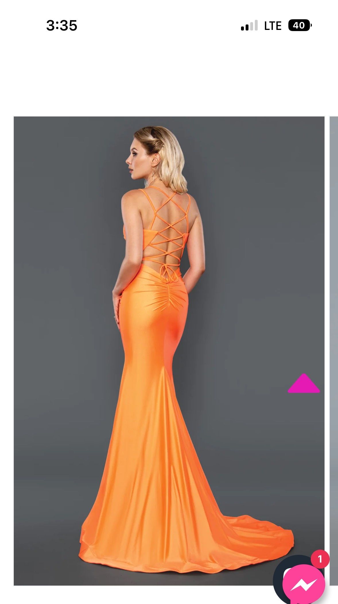 Style 22039 Stella Couture Size 4 Prom Plunge Orange Side Slit Dress on Queenly