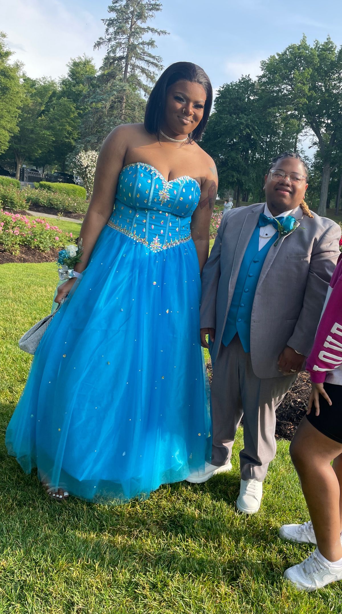 Plus Size 18 Prom Strapless Blue Ball Gown on Queenly