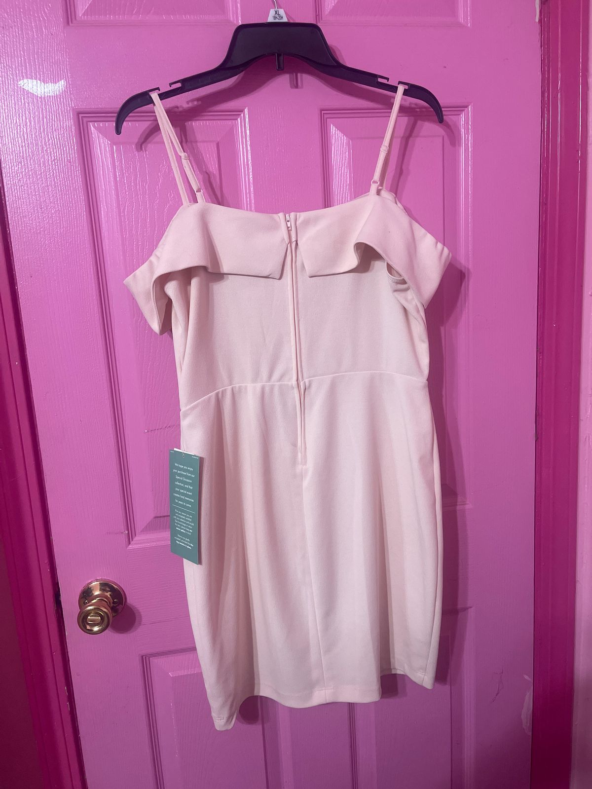 Macy's Plus Size 16 Prom Off The Shoulder Pink Cocktail Dress on Queenly