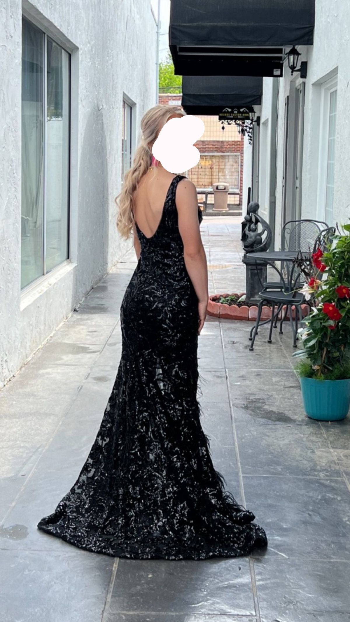Amarra Size 0 Prom Plunge Black Mermaid Dress on Queenly