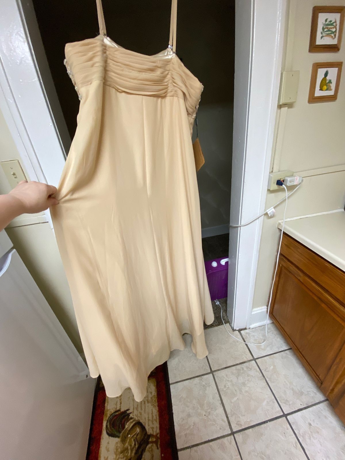 Size 2X Strapless Gold Dress With Train on Queenly