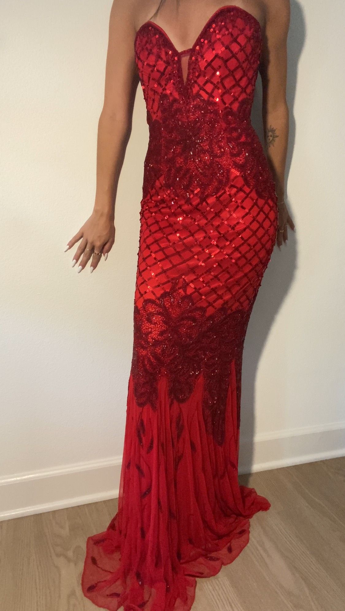 Primavera Size 00 Prom Halter Red Mermaid Dress on Queenly