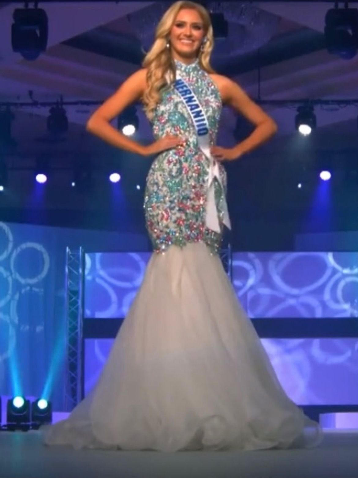 Sherri Hill Size 6 Pageant High Neck Multicolor Mermaid Dress on Queenly