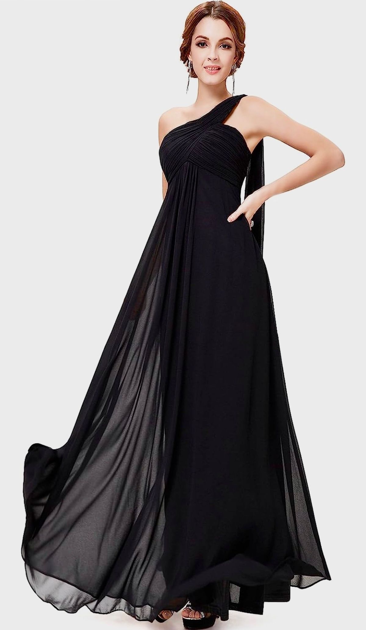 Size 4 One Shoulder Black A-line Dress on Queenly