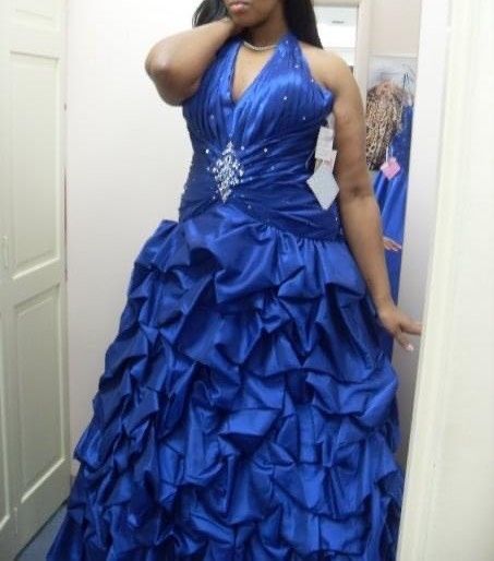 MoriLee Plus Size 16 Prom Halter Blue Mermaid Dress on Queenly