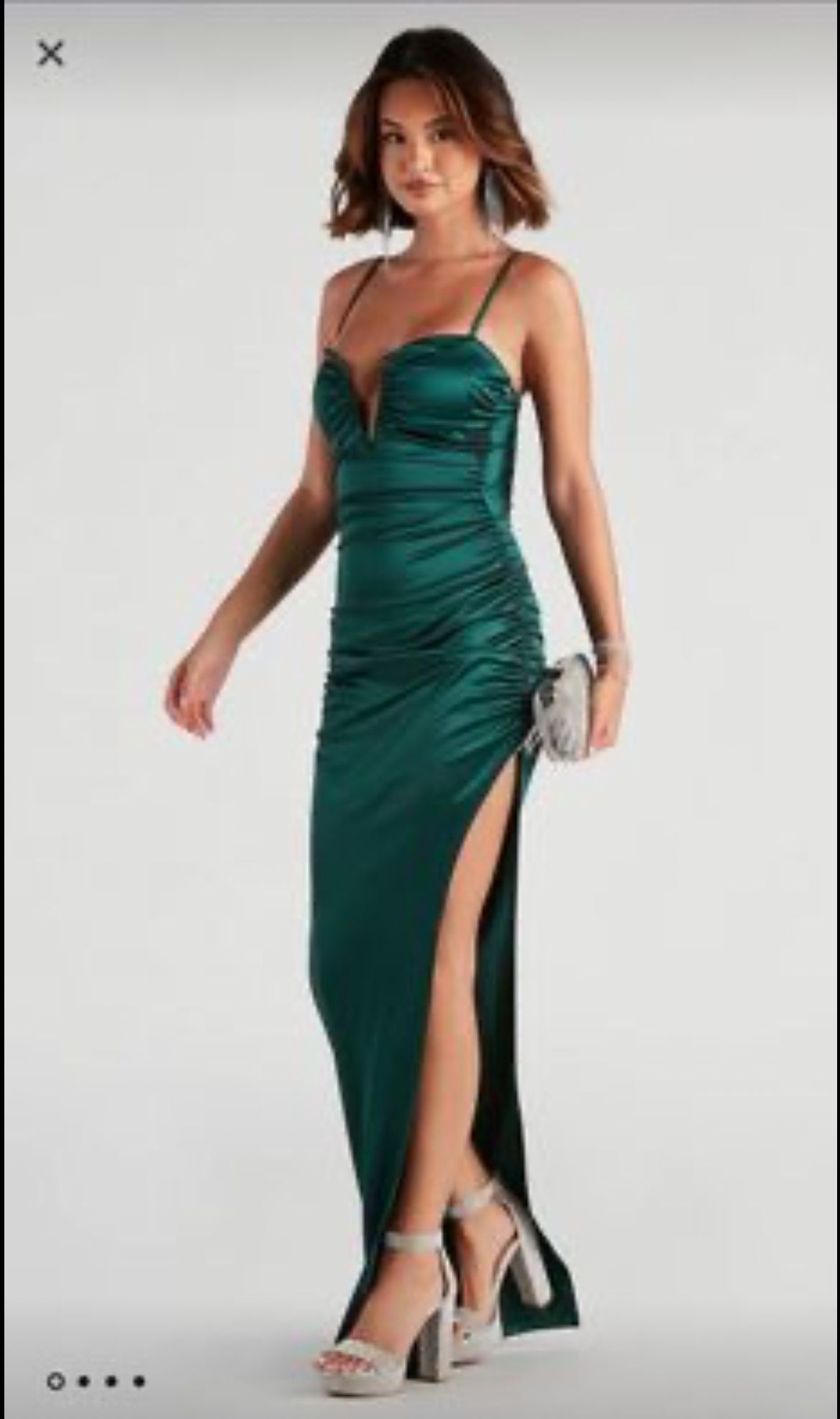 Windsor Size XS Prom Plunge Green Side Slit Dress on Queenly