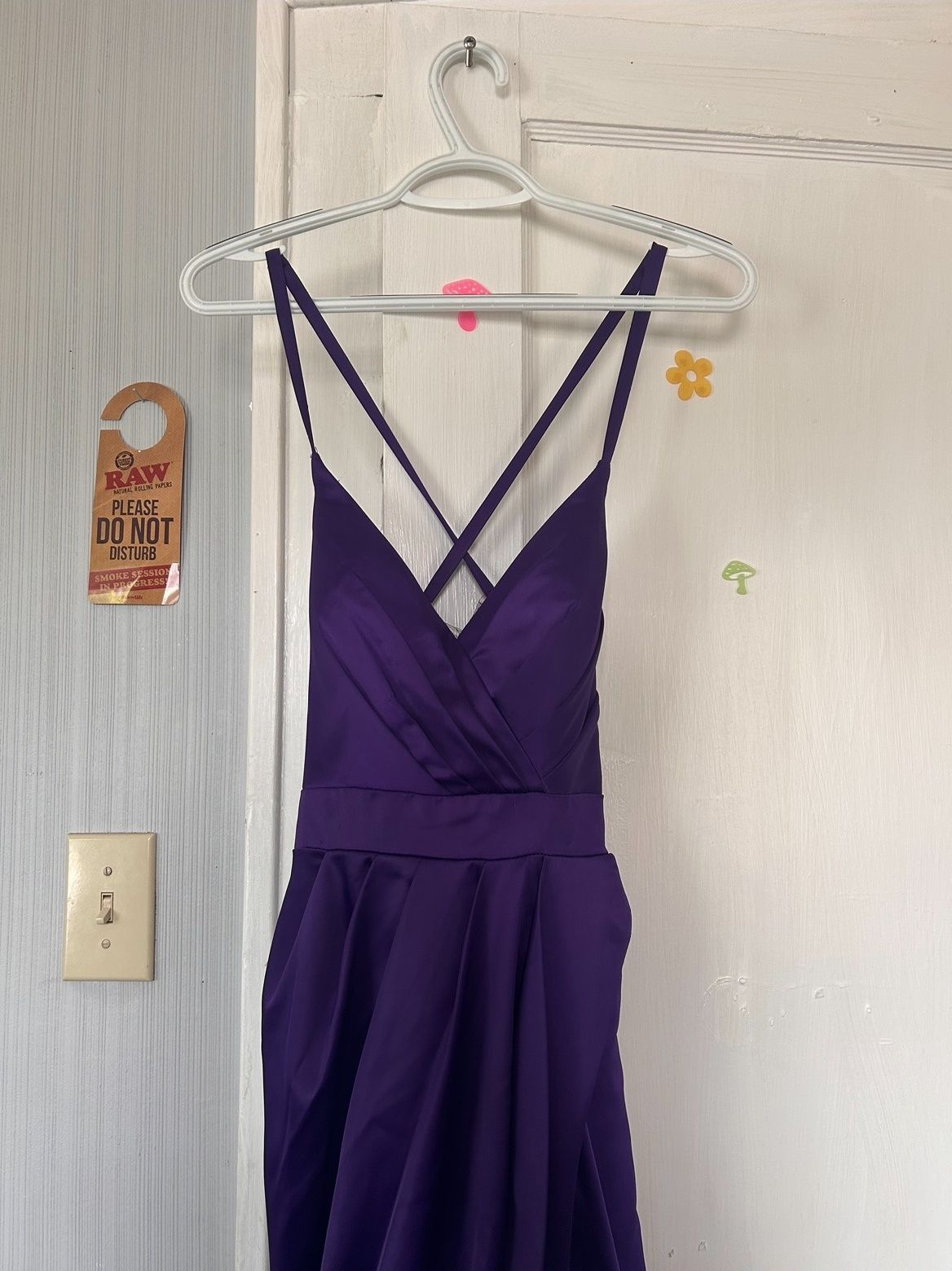 Size 00 Prom Plunge Purple Side Slit Dress on Queenly