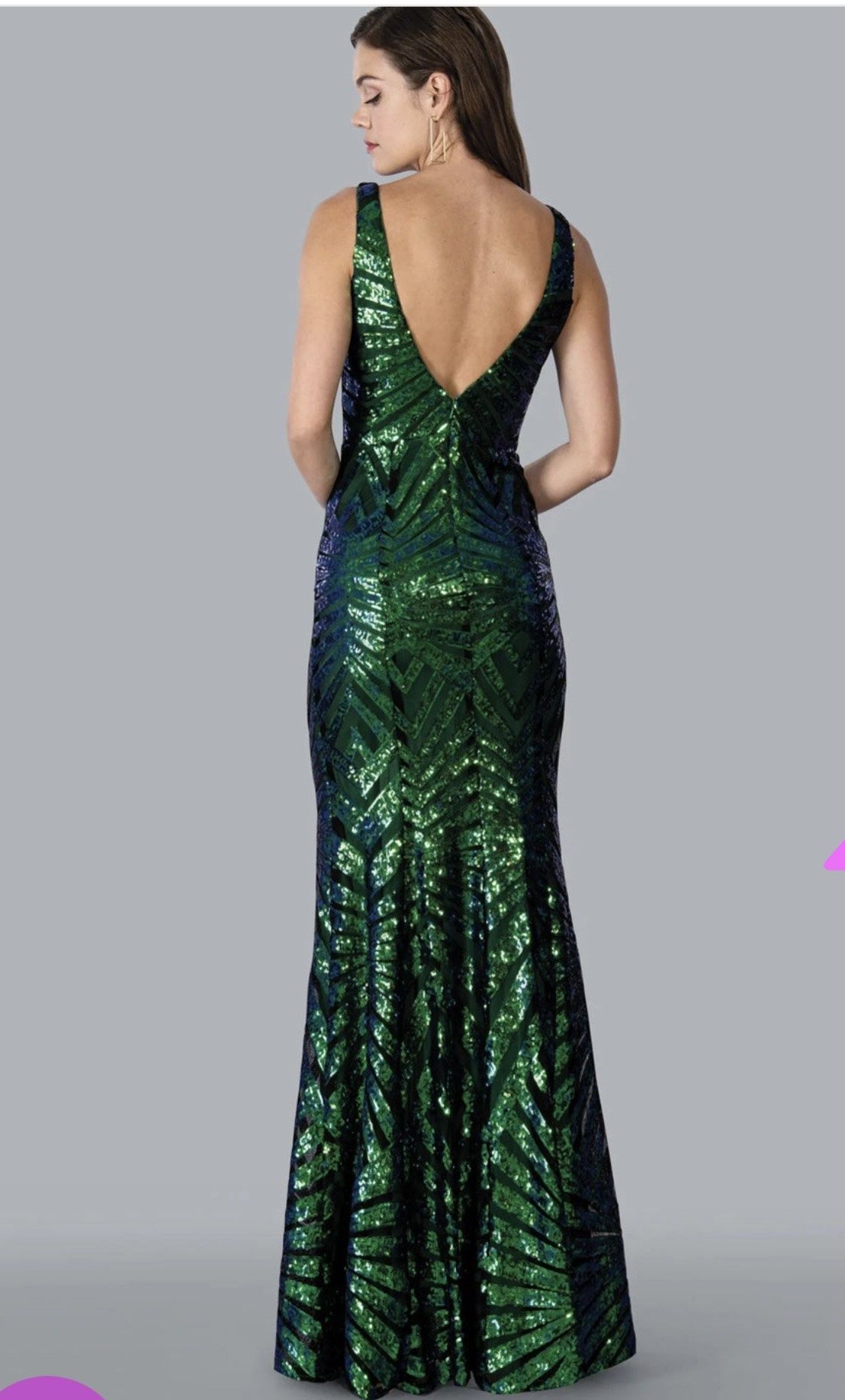 Style 23168 Stella Couture Size 8 Prom Plunge Green Floor Length Maxi on Queenly