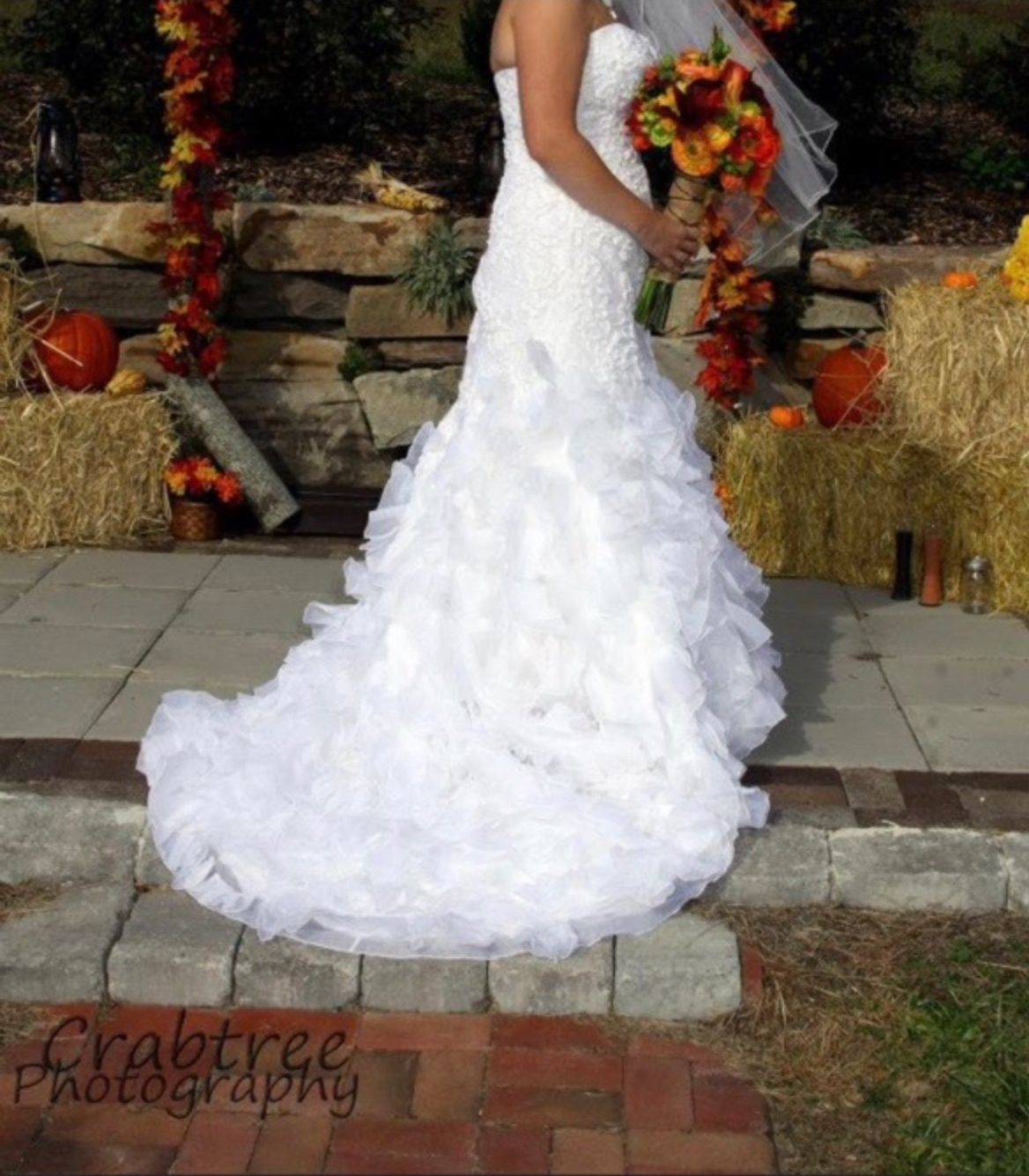 Size 10 Wedding Strapless White Dress With Train on Queenly