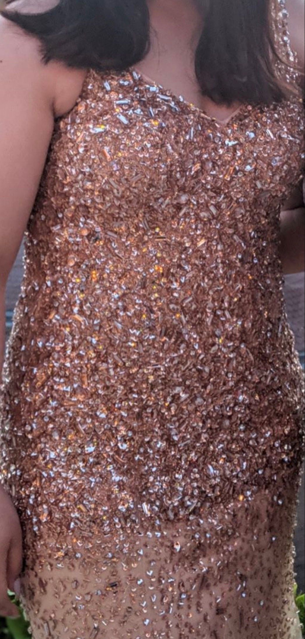 Glitz & Glam Size 14 Prom Plunge Gold Mermaid Dress on Queenly