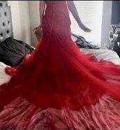 Size L Pageant Plunge Red Dress With Train on Queenly