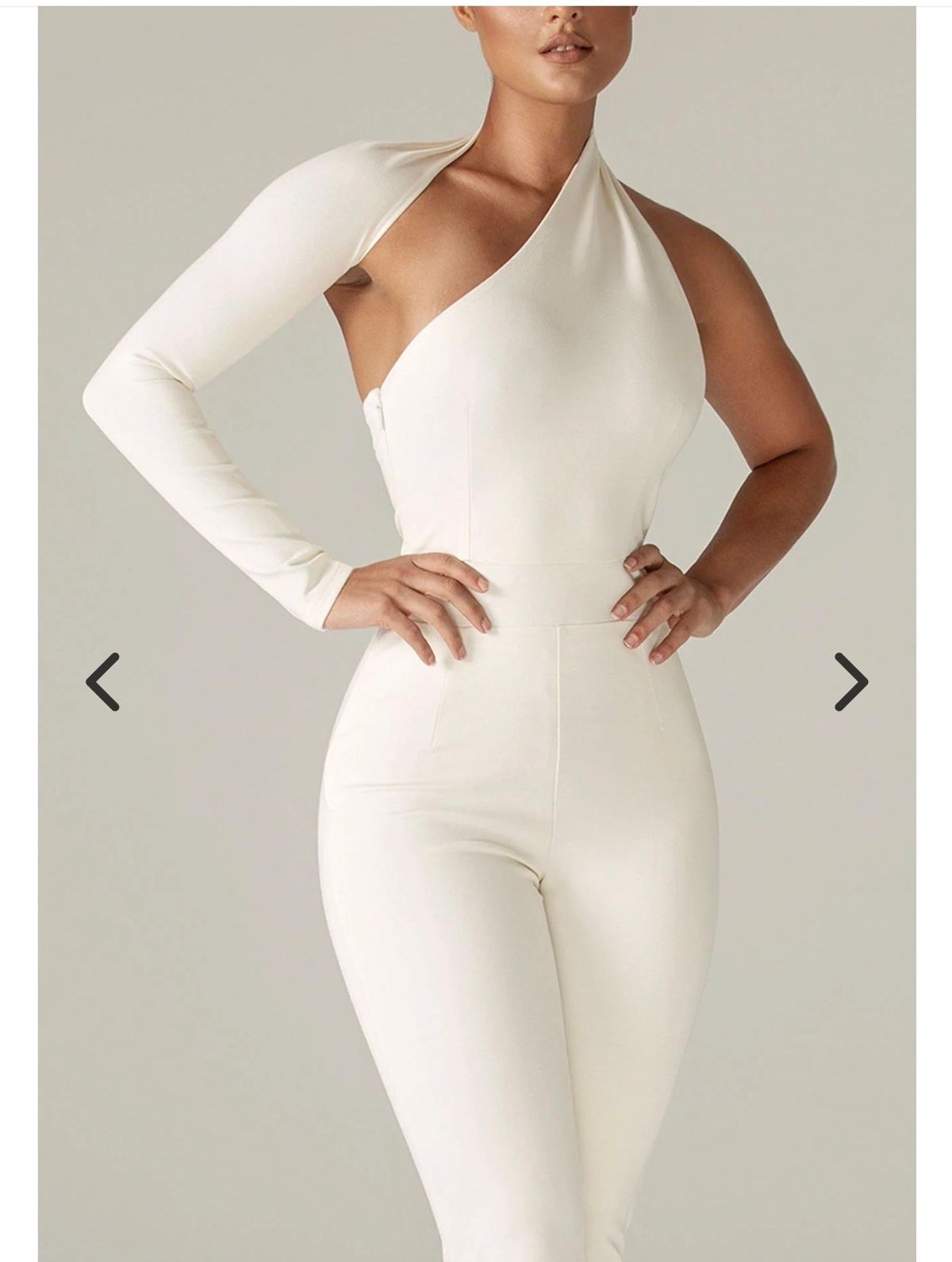 Size XS Nightclub One Shoulder White Formal Jumpsuit on Queenly