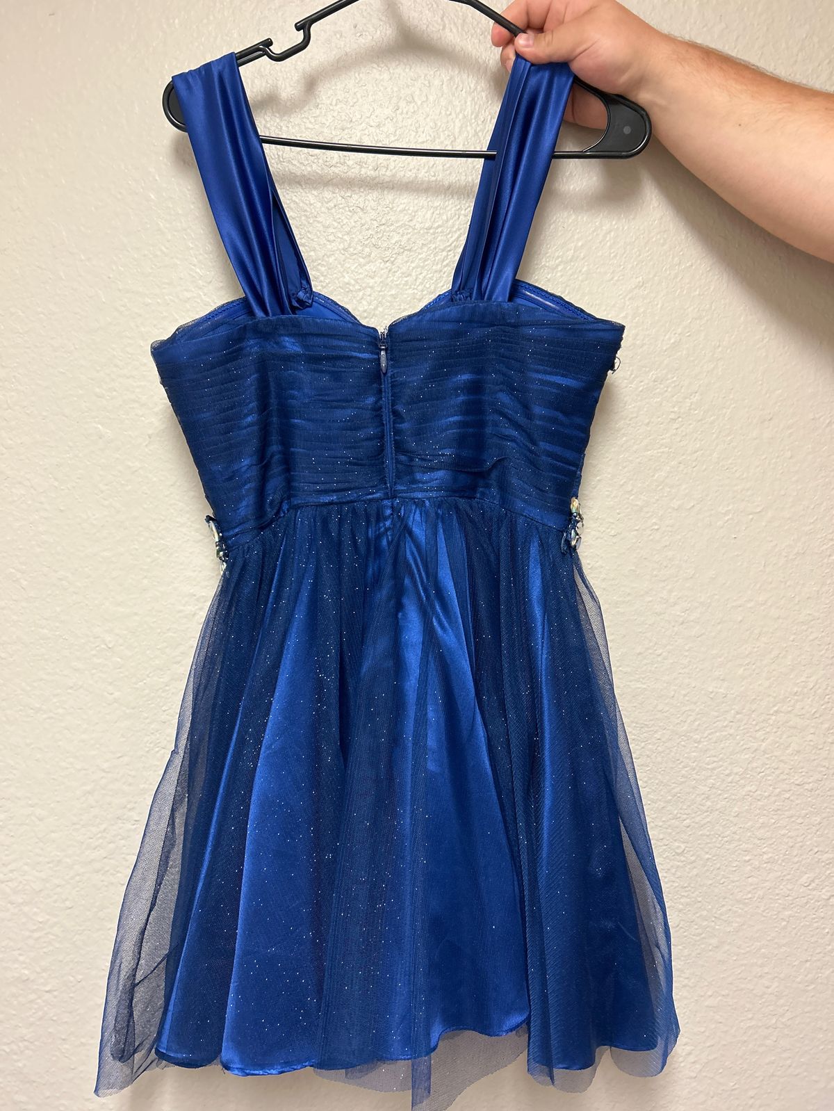 Size 12 Prom Strapless Blue Cocktail Dress on Queenly
