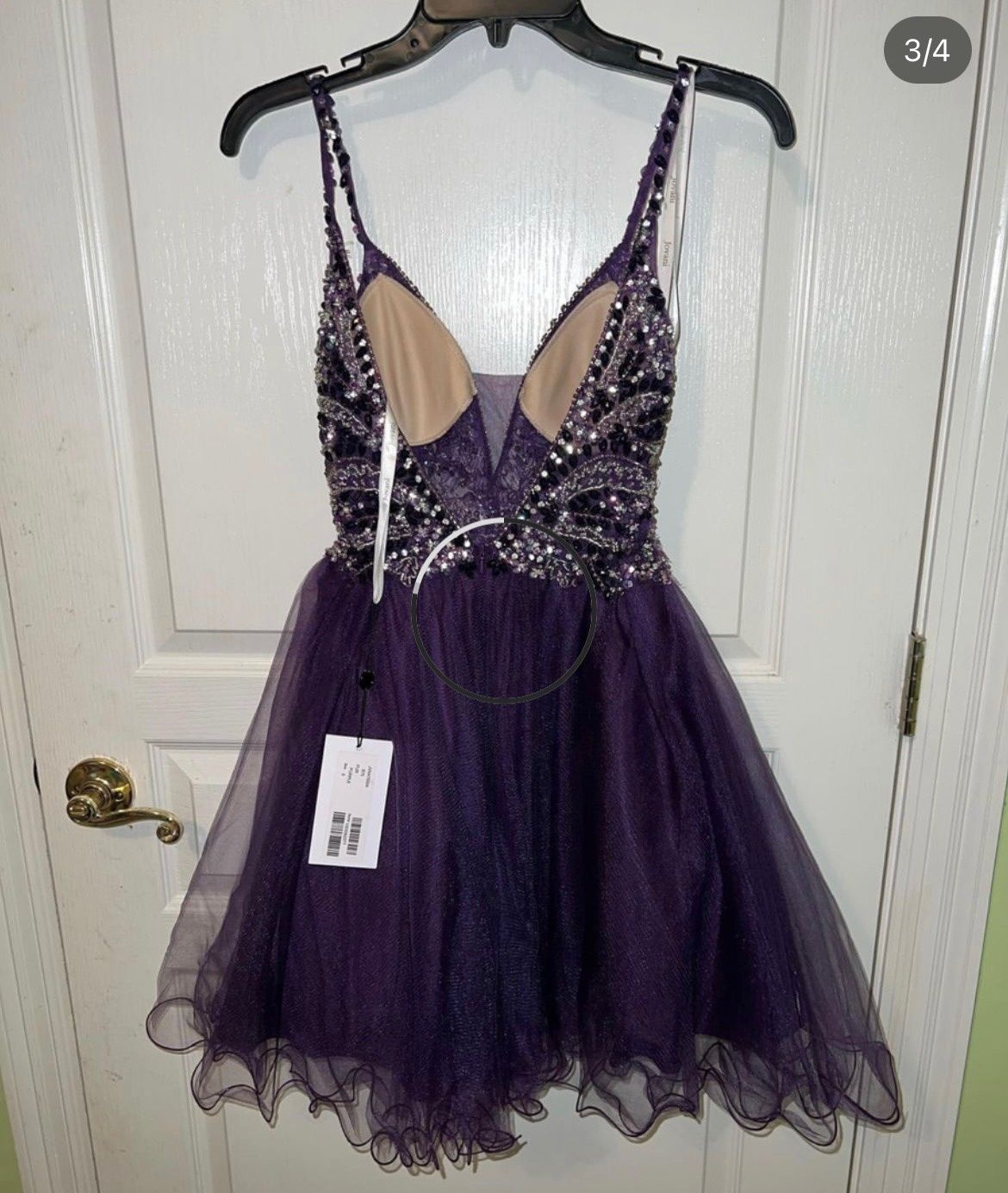 Style 47550A Jovani Size 0 Prom Plunge Purple Cocktail Dress on Queenly