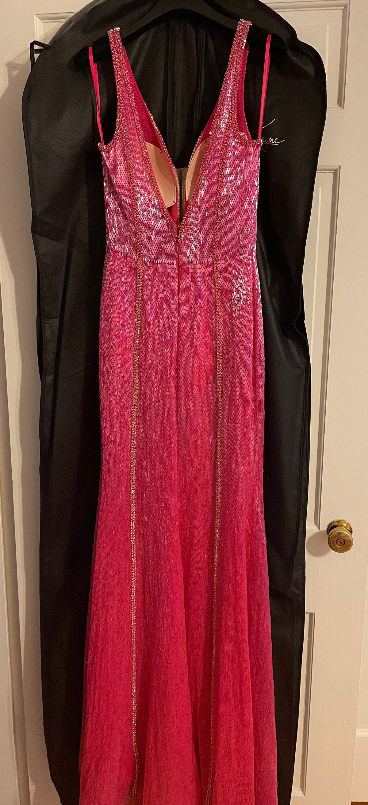 Style Custom  Johnathan Kayne Size 2 Prom Plunge Pink Side Slit Dress on Queenly