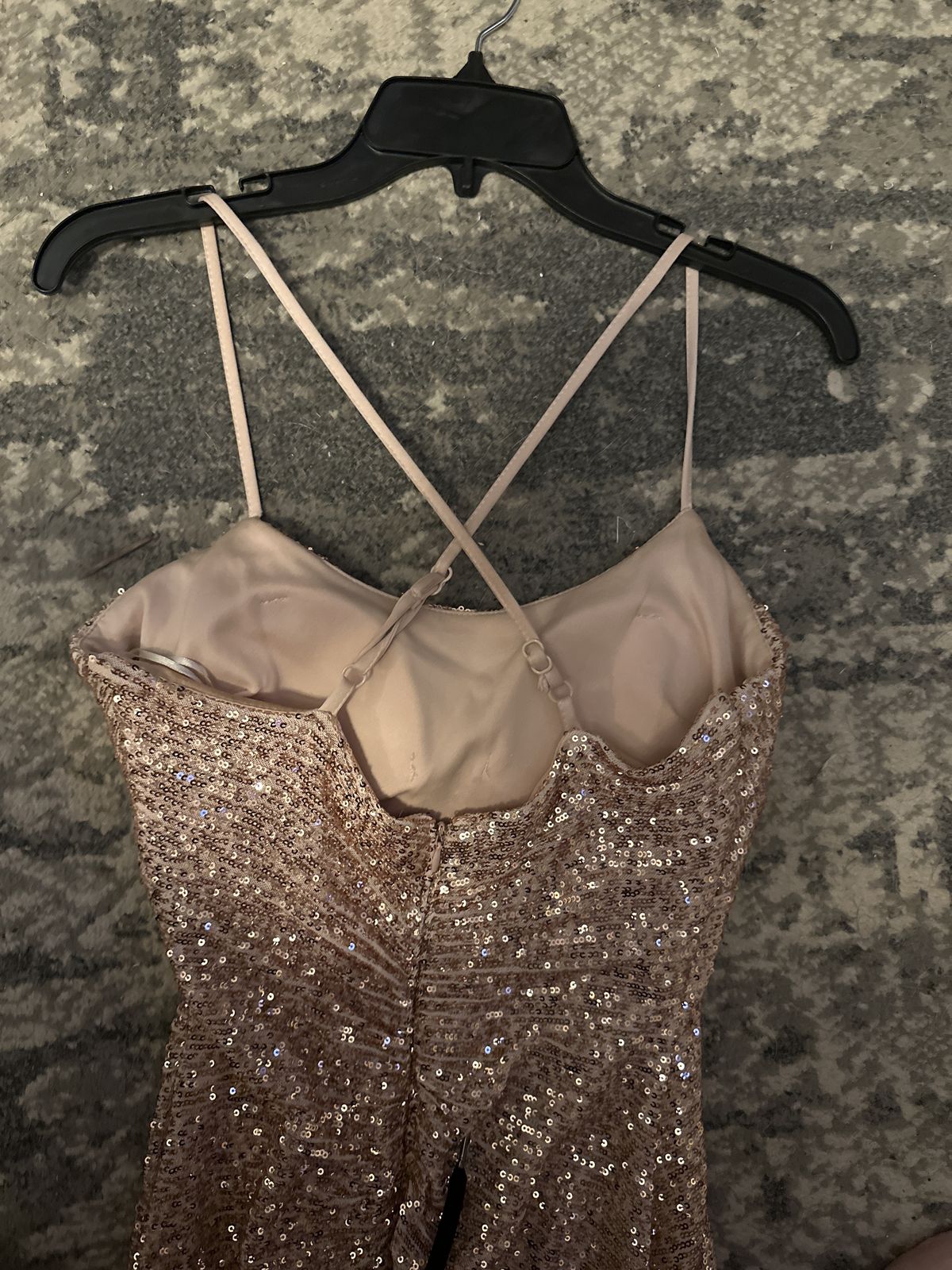Morgan and Co Size 4 Rose Gold Side Slit Dress on Queenly