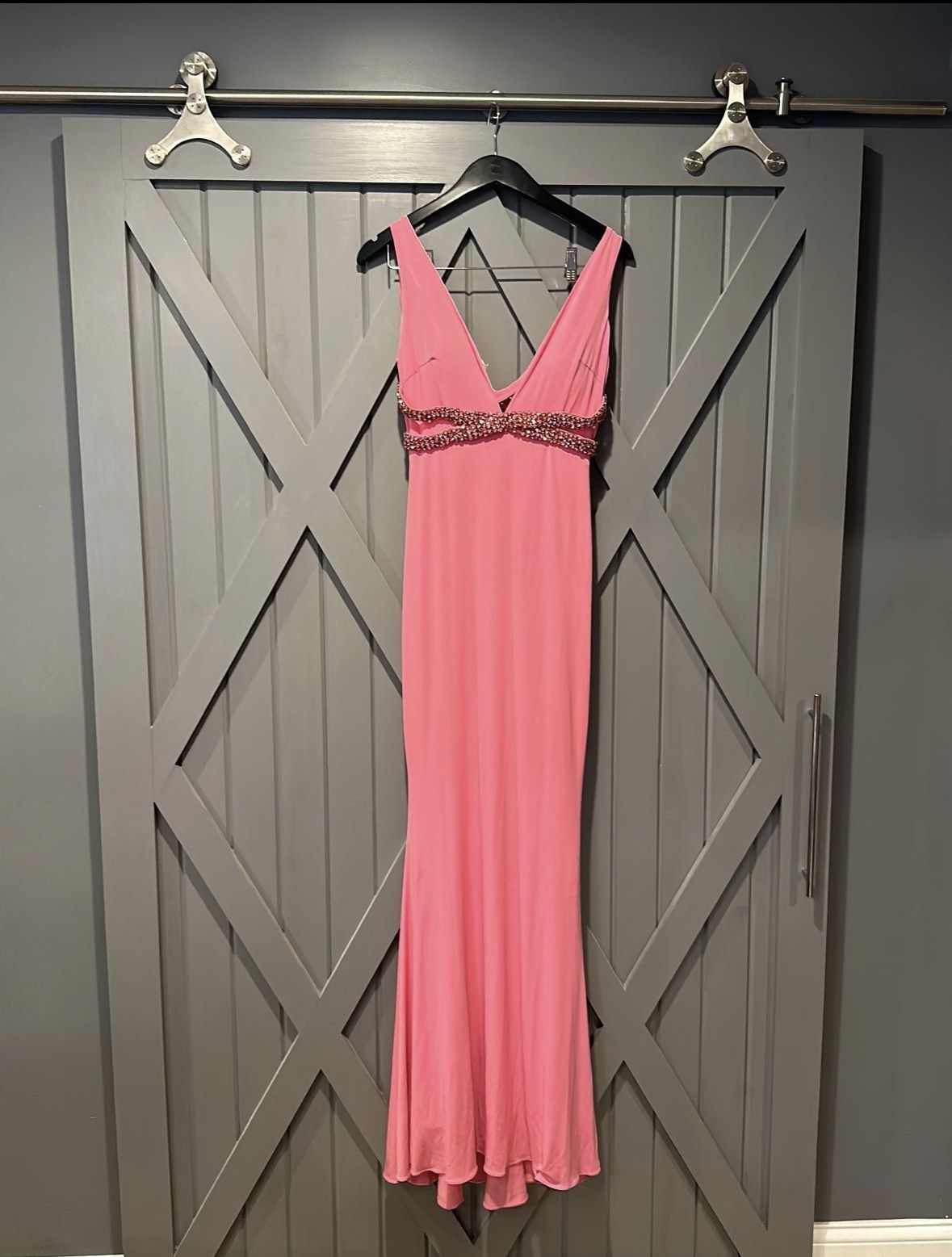 Jovani Size 2 Prom Plunge Pink Mermaid Dress on Queenly