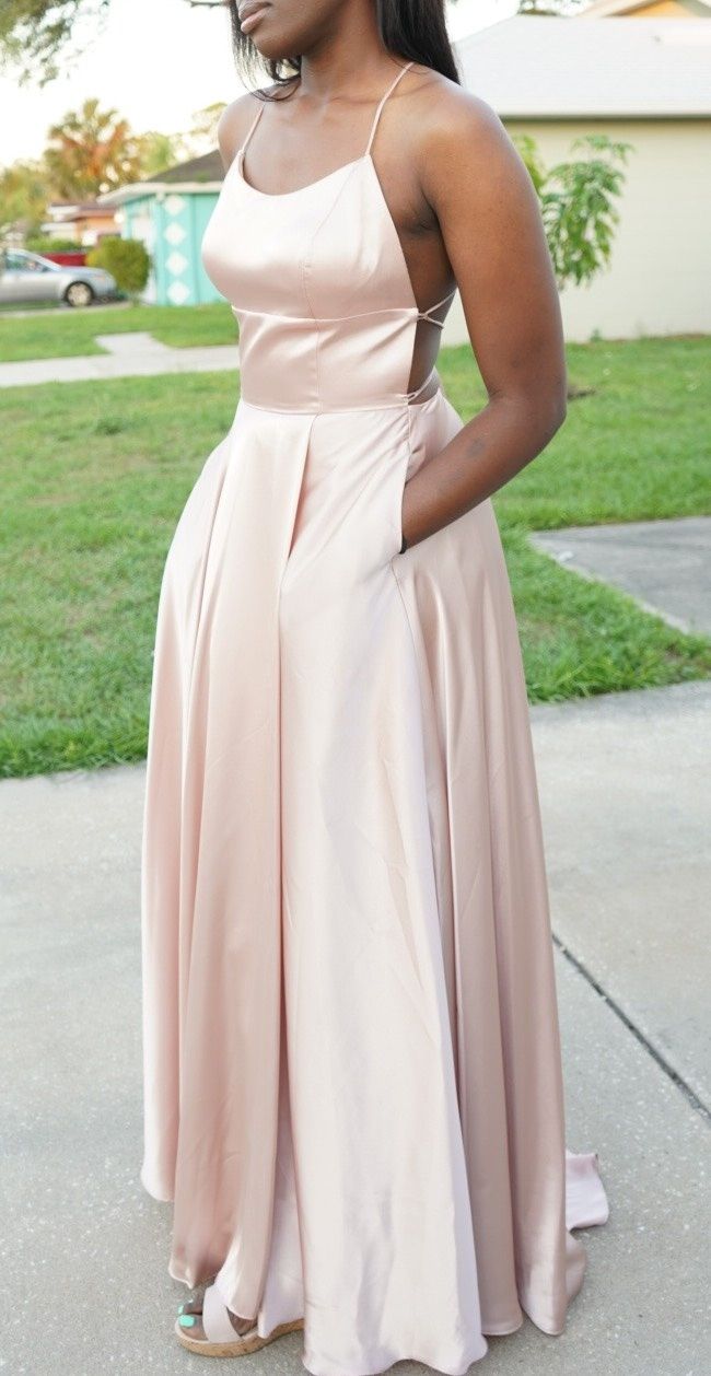 Camille La Vie Size 12 Prom Plunge Pink A-line Dress on Queenly