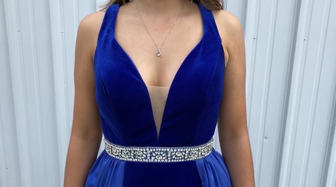 Size 4 Velvet Royal Blue Dress With Train on Queenly
