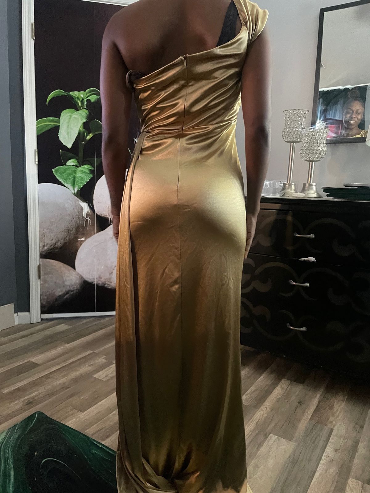 missord Size M Prom One Shoulder Gold Floor Length Maxi on Queenly