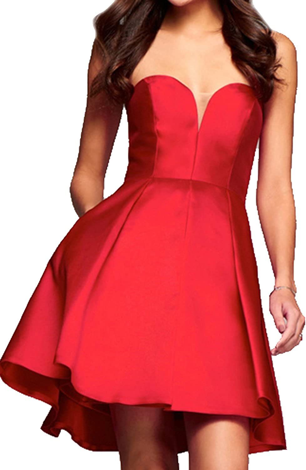 Style 7860 Faviana Size 10 Satin Red A-line Dress on Queenly