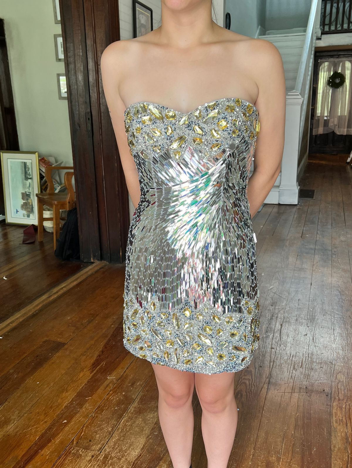 Dimitra Designs Custom Size 2 Pageant Strapless Silver Cocktail Dress on Queenly