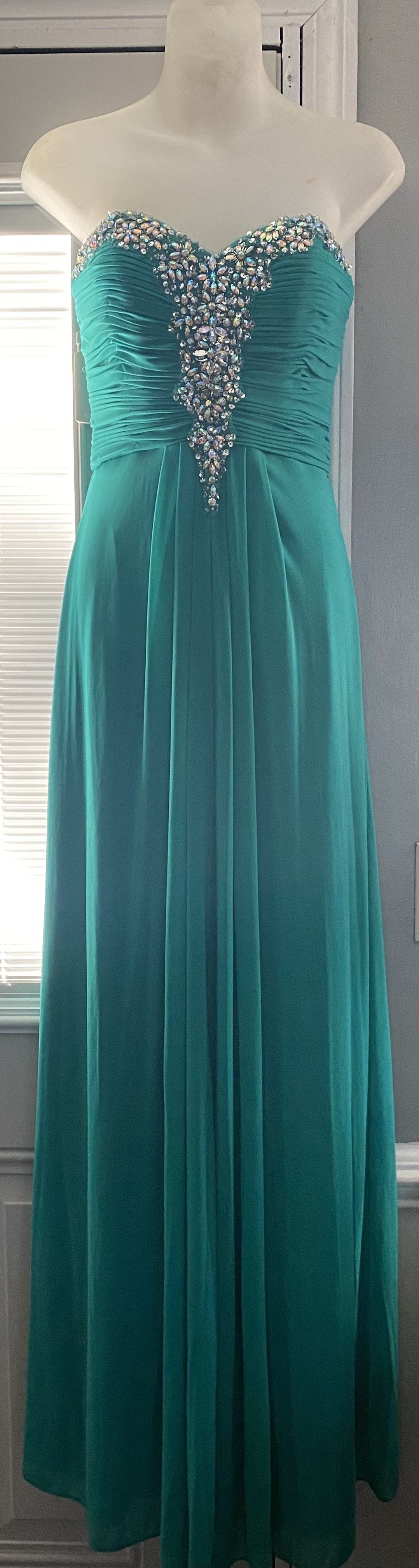 Blondie Nites Size 4 Prom Strapless Green A-line Dress on Queenly