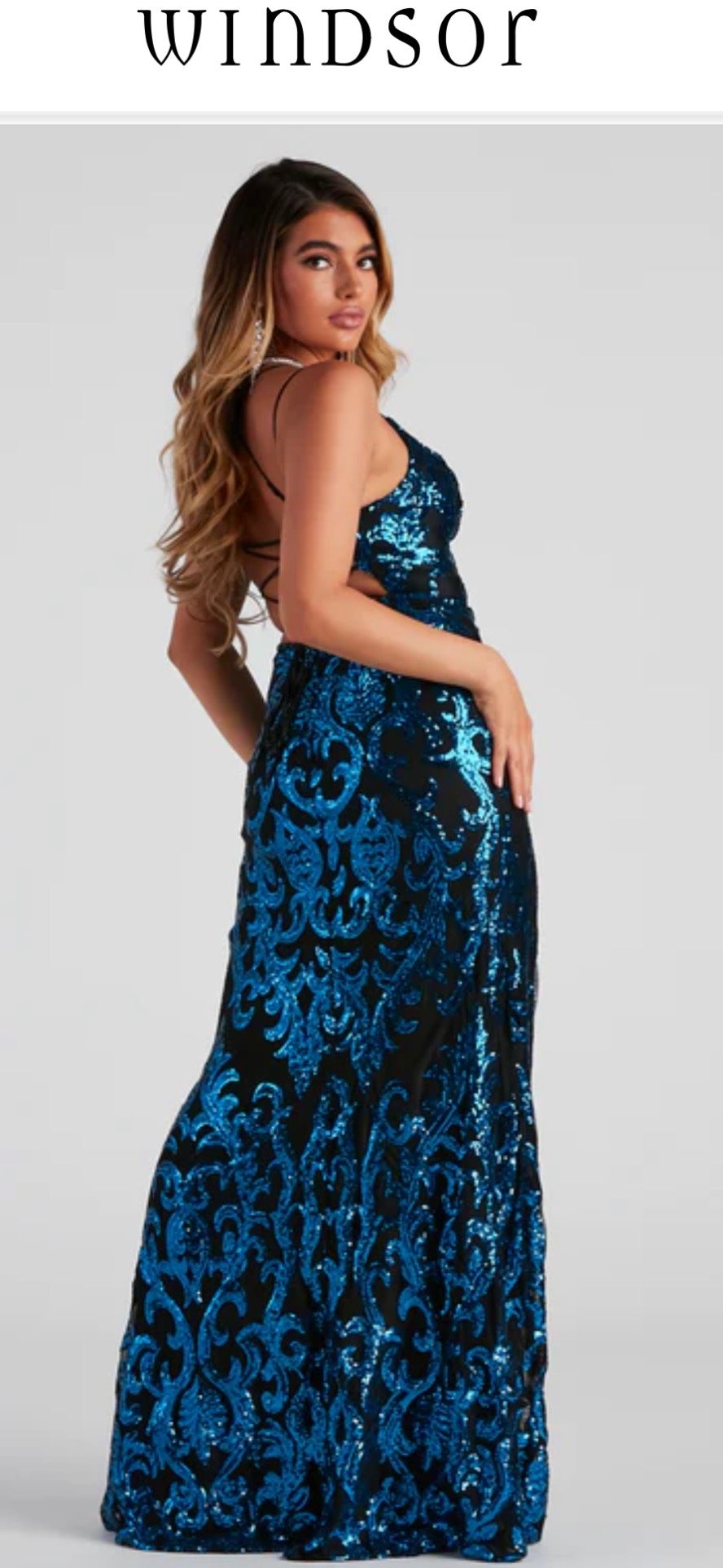 Style W3HTW951E Windsor Size XS Prom Plunge Blue Mermaid Dress on Queenly