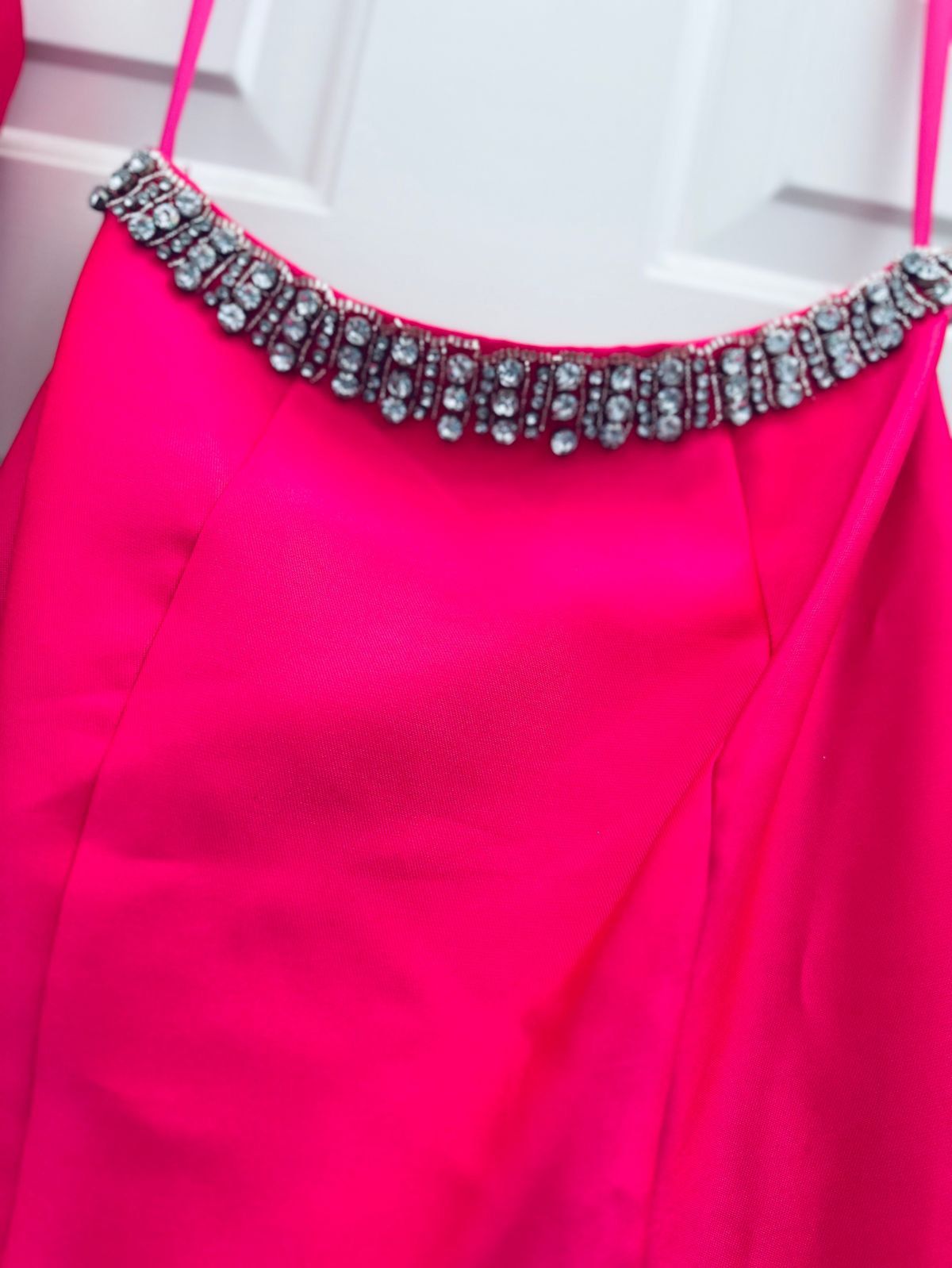 Jasz Couture Size 4 Prom Halter Sequined Hot Pink Mermaid Dress on Queenly