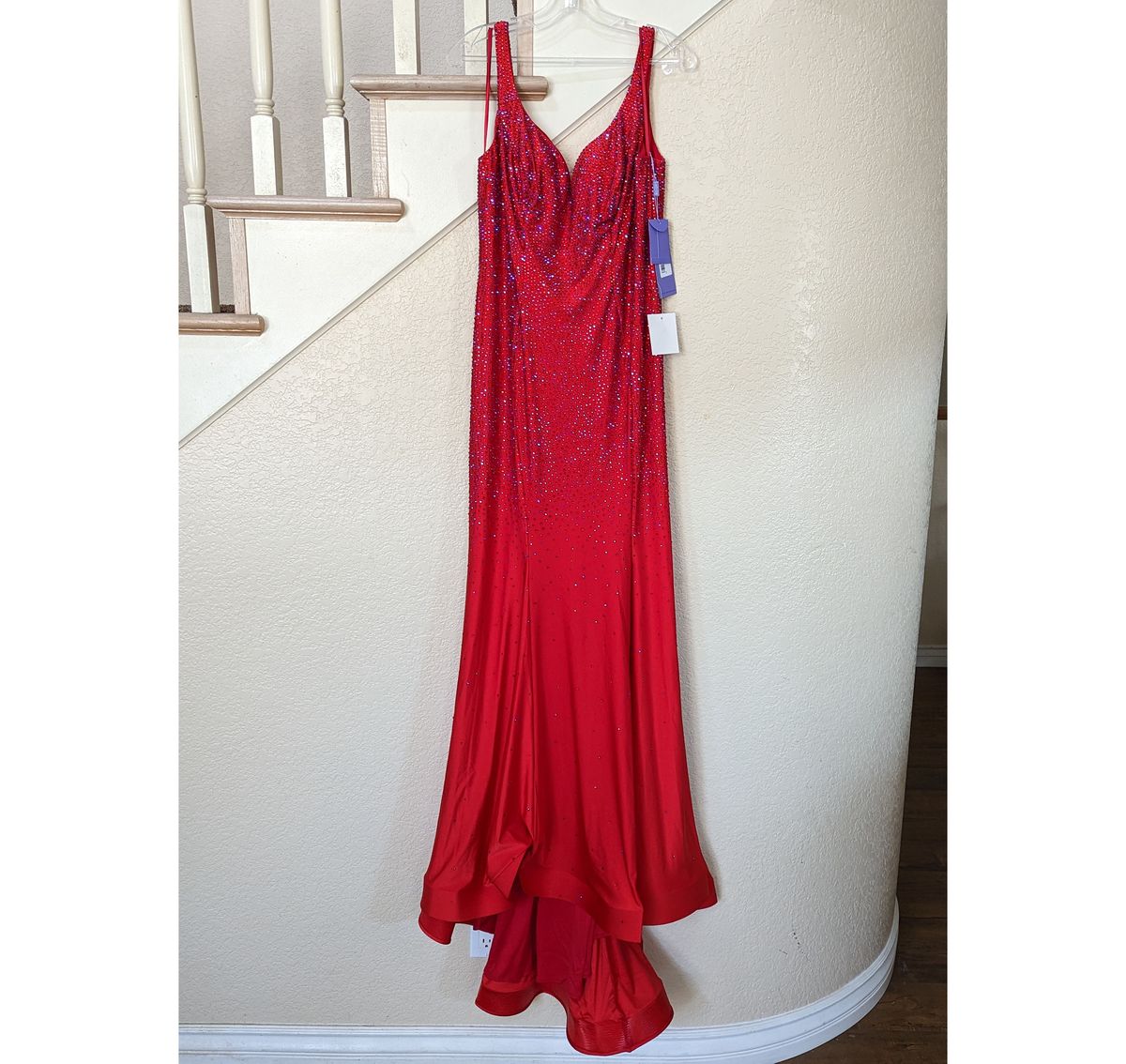 Style Sweetheart Neckline Rhinestone Formal Mermaid Dress Plus Size 16 Prom Plunge Red Mermaid Dress on Queenly