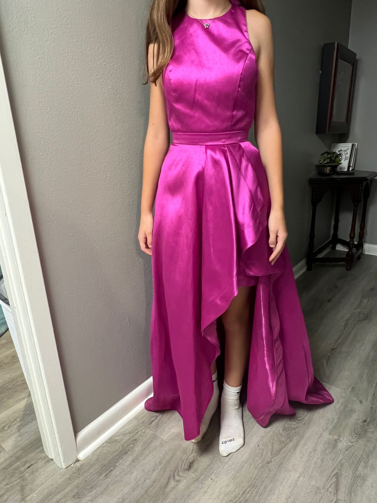 Size 2 Prom High Neck Hot Pink Side Slit Dress on Queenly