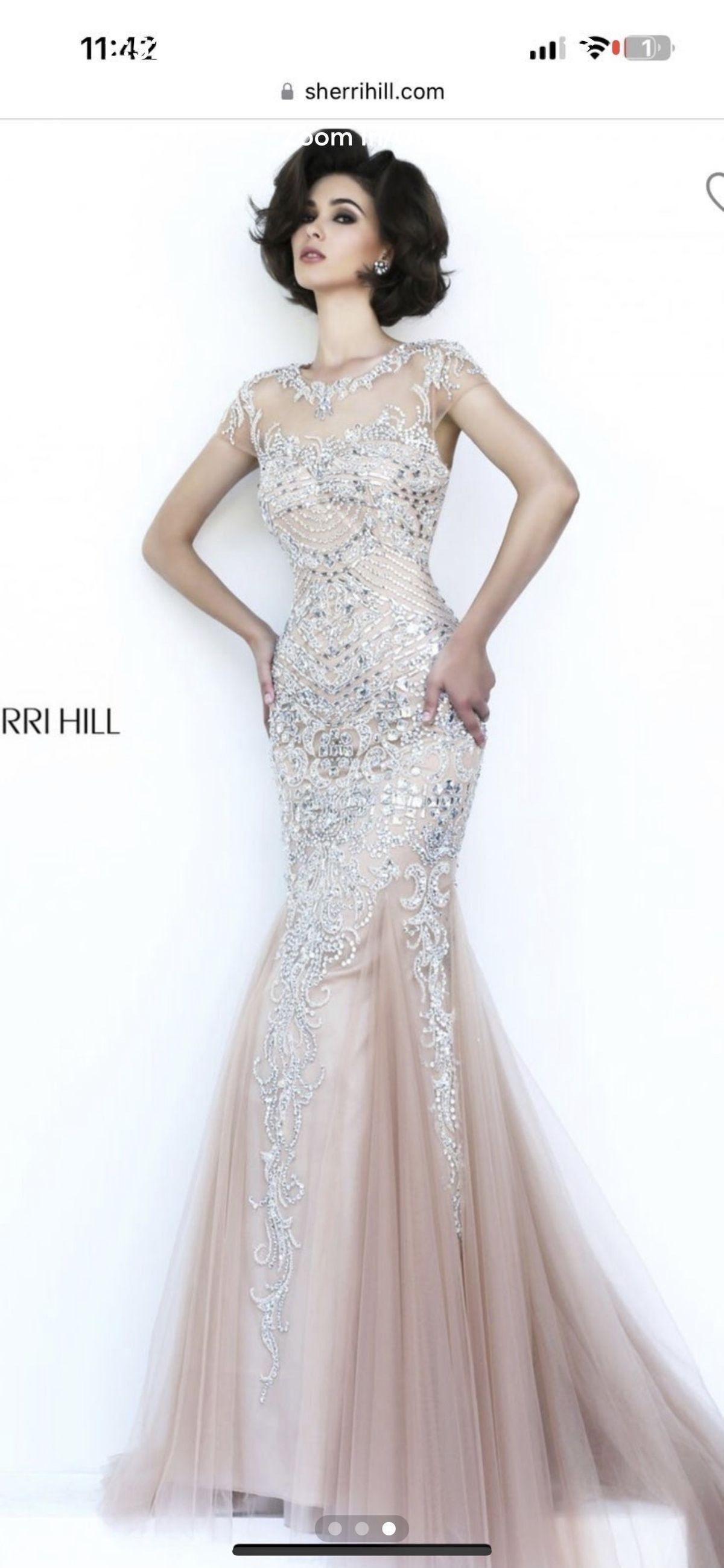 Sherri Hill Size 6 Prom High Neck Sheer Nude Mermaid Dress on Queenly