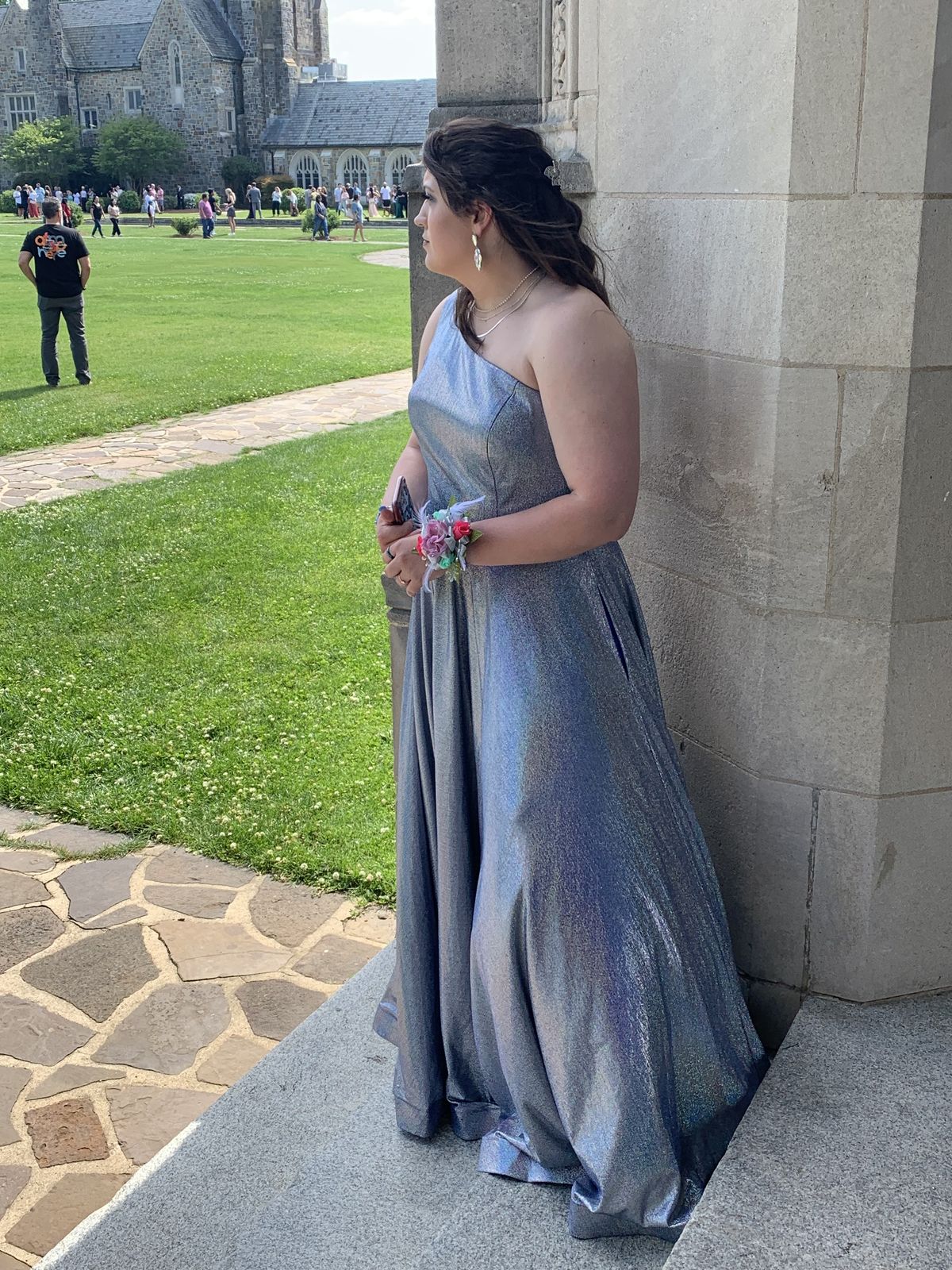 Sydney’s Closet Size 14 Prom One Shoulder Multicolor A-line Dress on Queenly