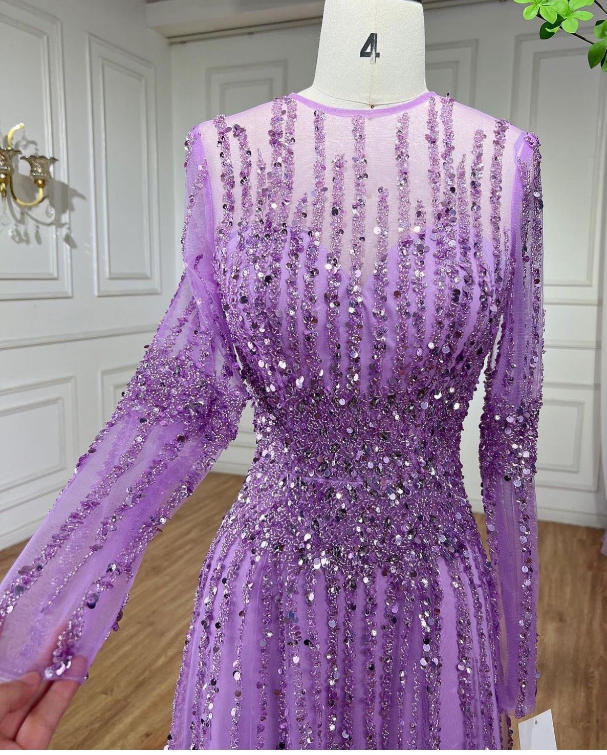 Size 4 Prom Long Sleeve Purple A-line Dress on Queenly