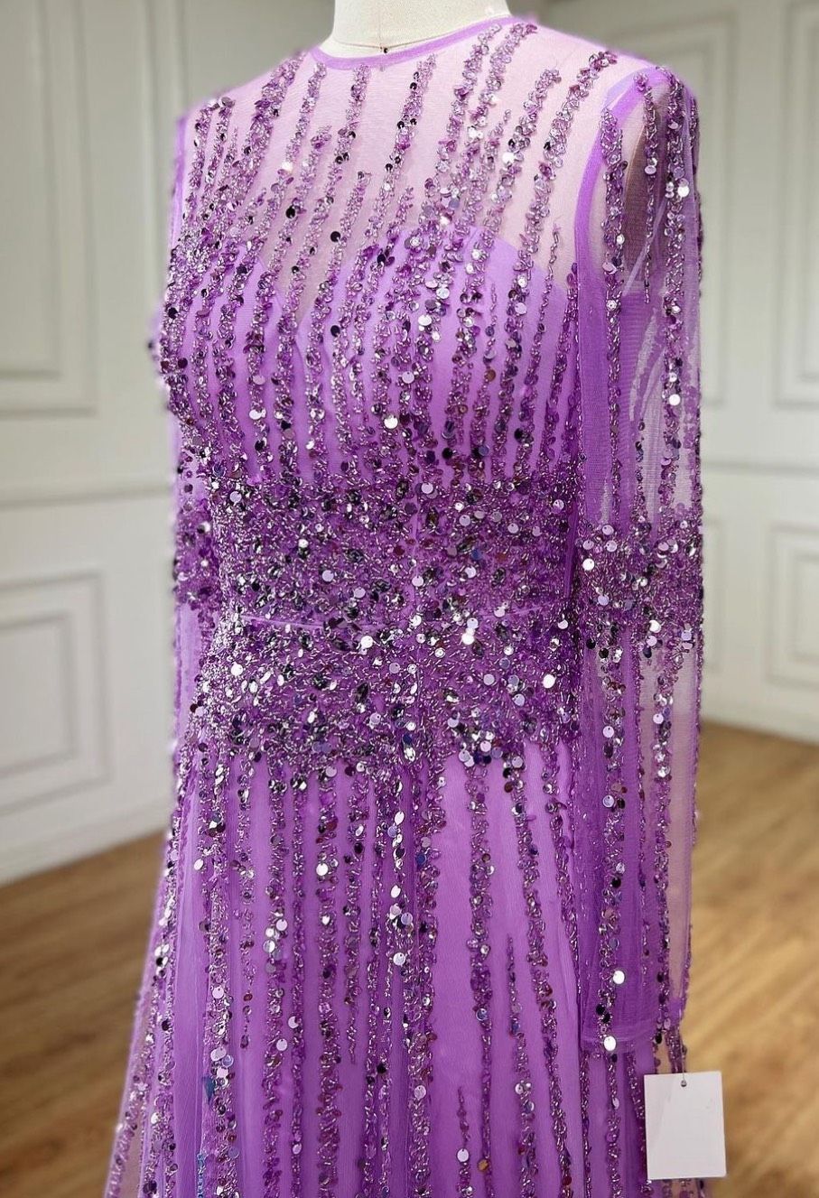 Size 4 Prom Long Sleeve Purple A-line Dress on Queenly