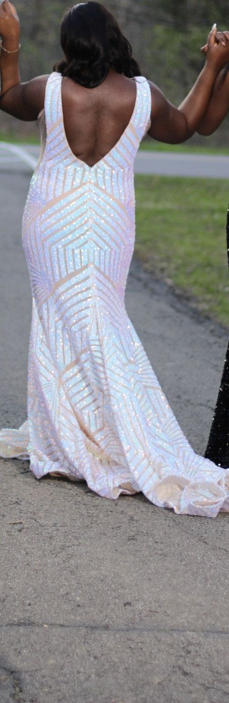 Jovani Plus Size 16 Wedding Plunge Multicolor Mermaid Dress on Queenly