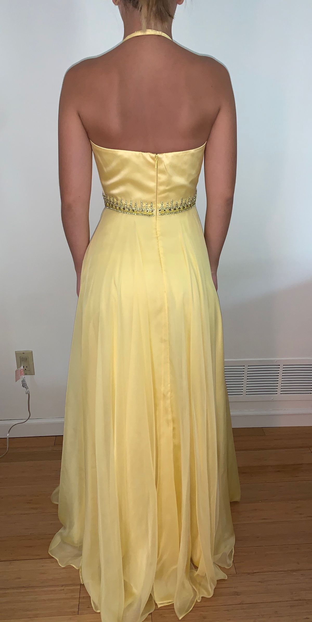 Sherri Hill Size 2 Bridesmaid High Neck Yellow A-line Dress on Queenly